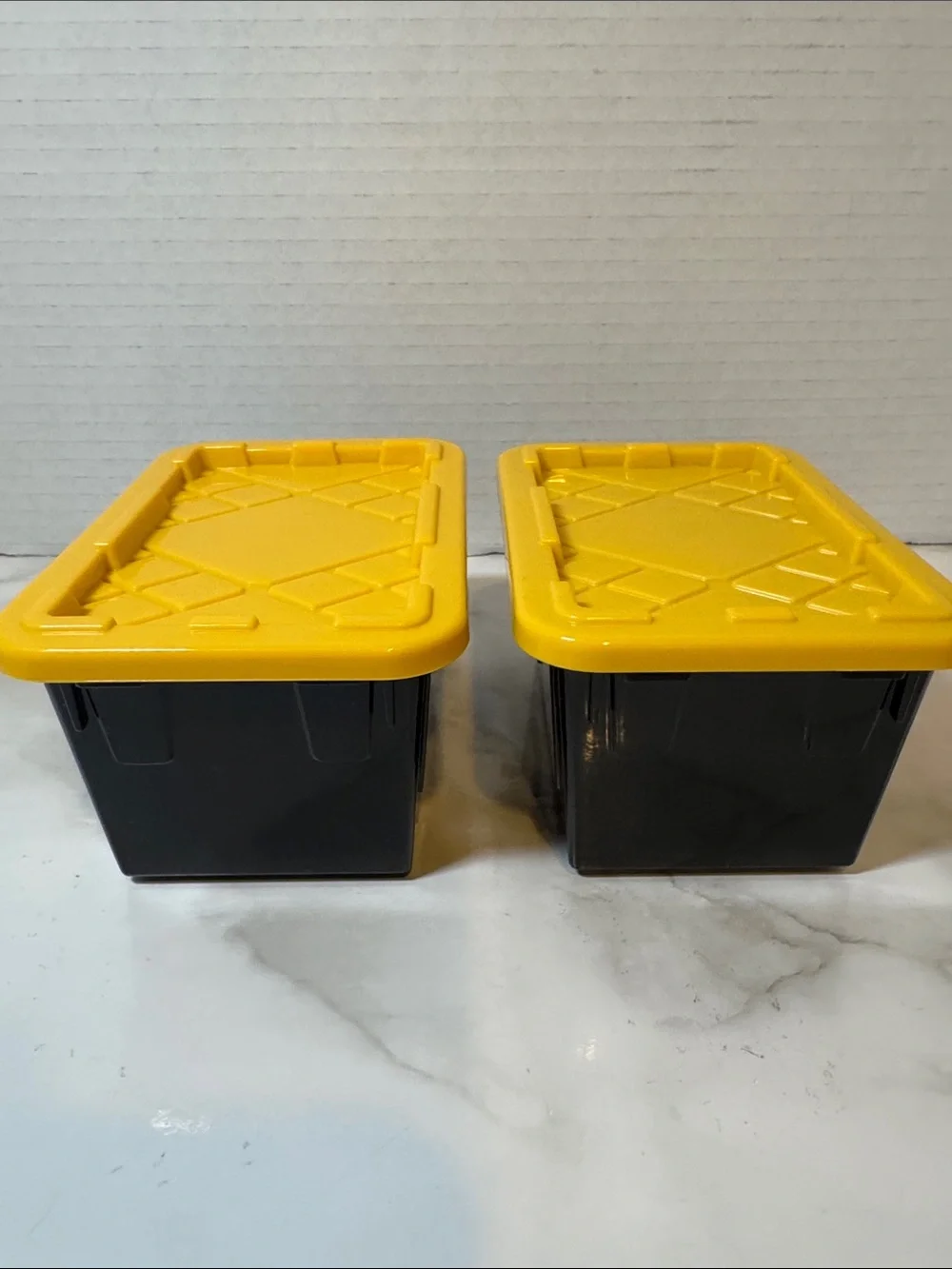 2 Black Storage Boxes with Yellow Lids — New